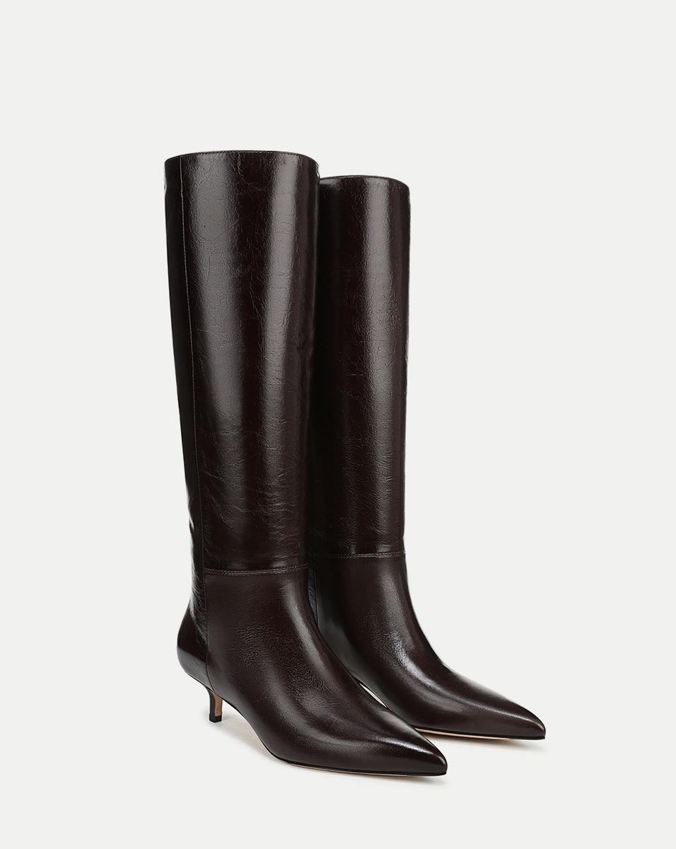 Veronica Beard Lisa Kitten-Heel Boot - Dark Raisin
