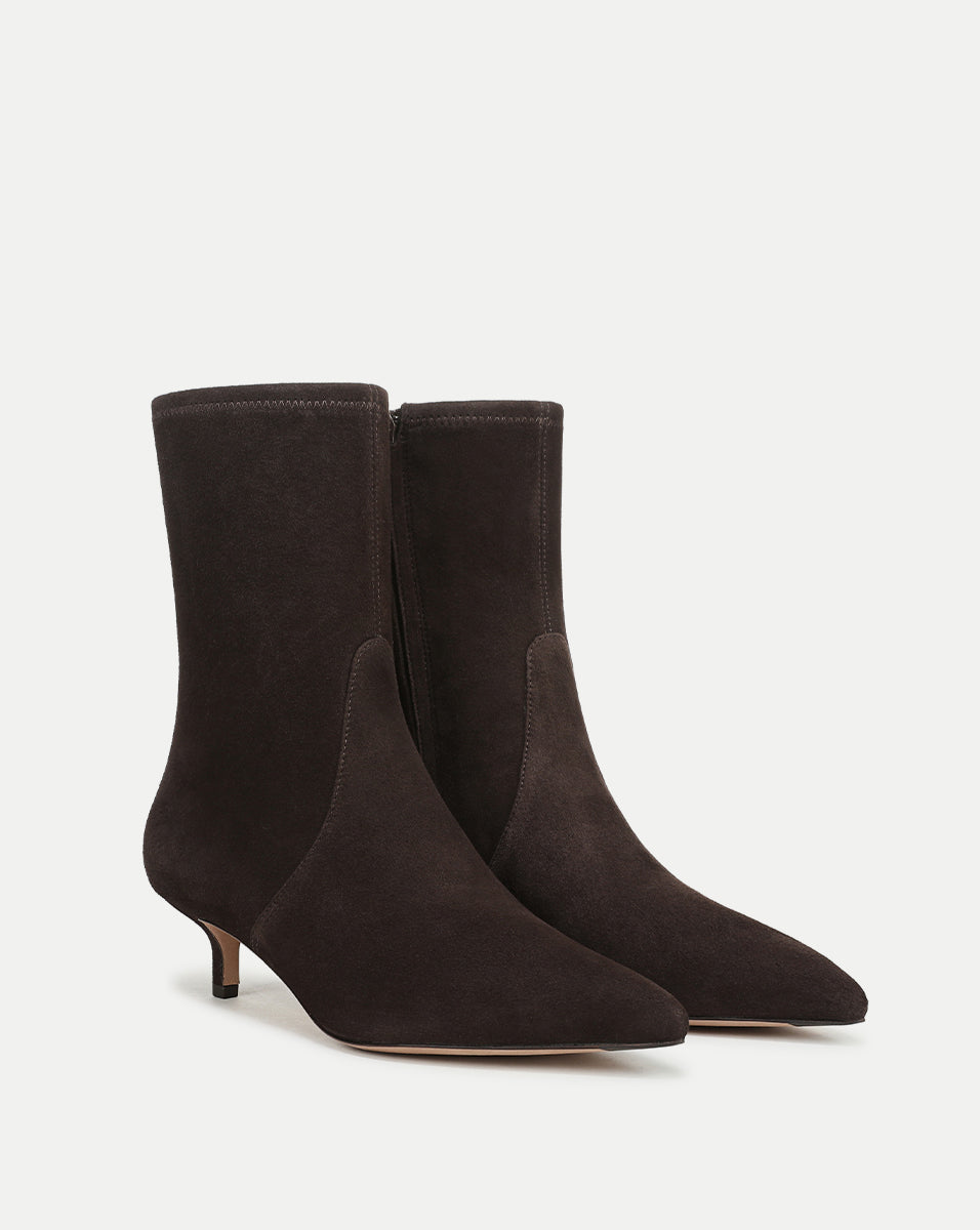 Lisa Stretch Kitten-Heel Ankle Boot in Espresso | Veronica Beard display picture 1