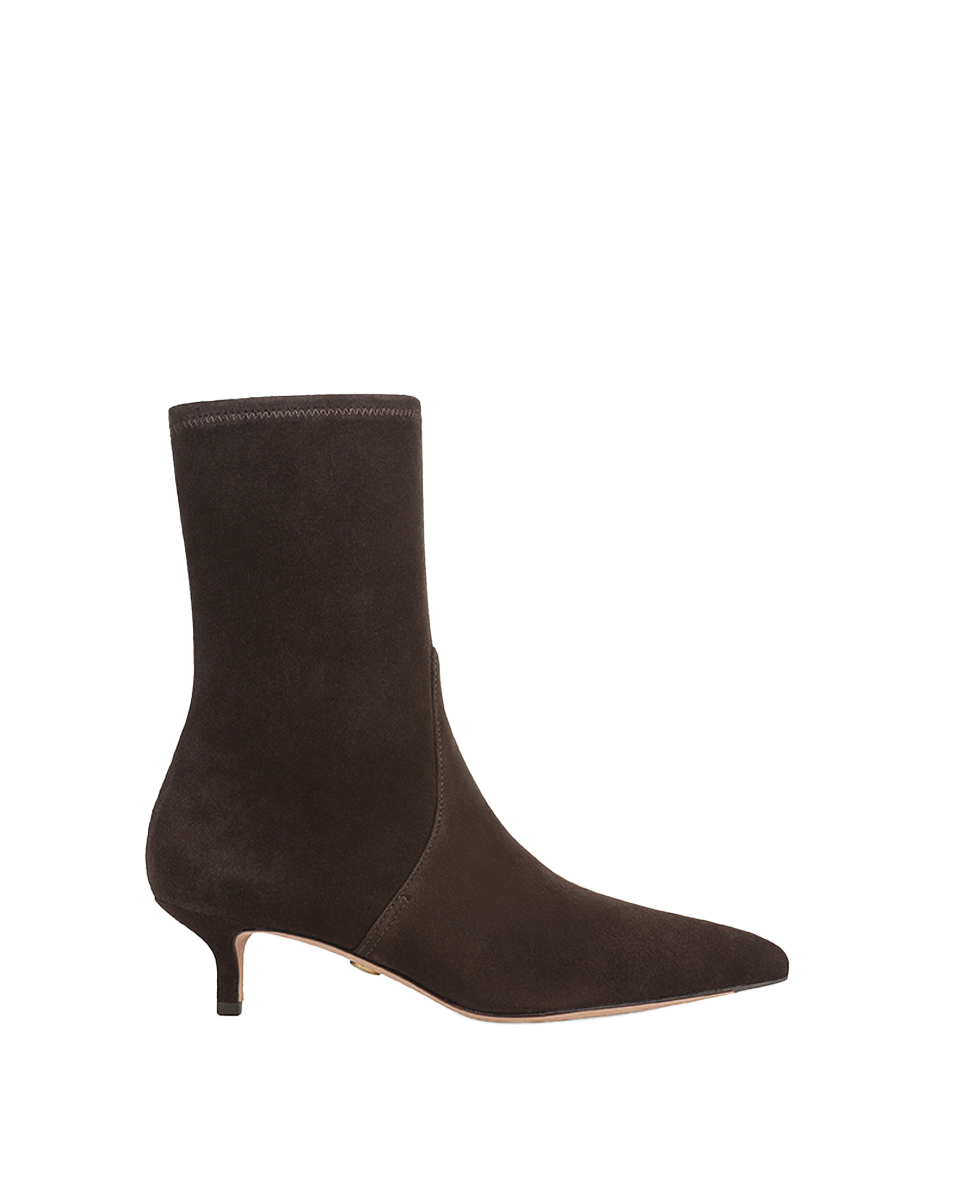 Veronica Beard Lisa Stretch Kitten-Heel Ankle Boot - Espresso