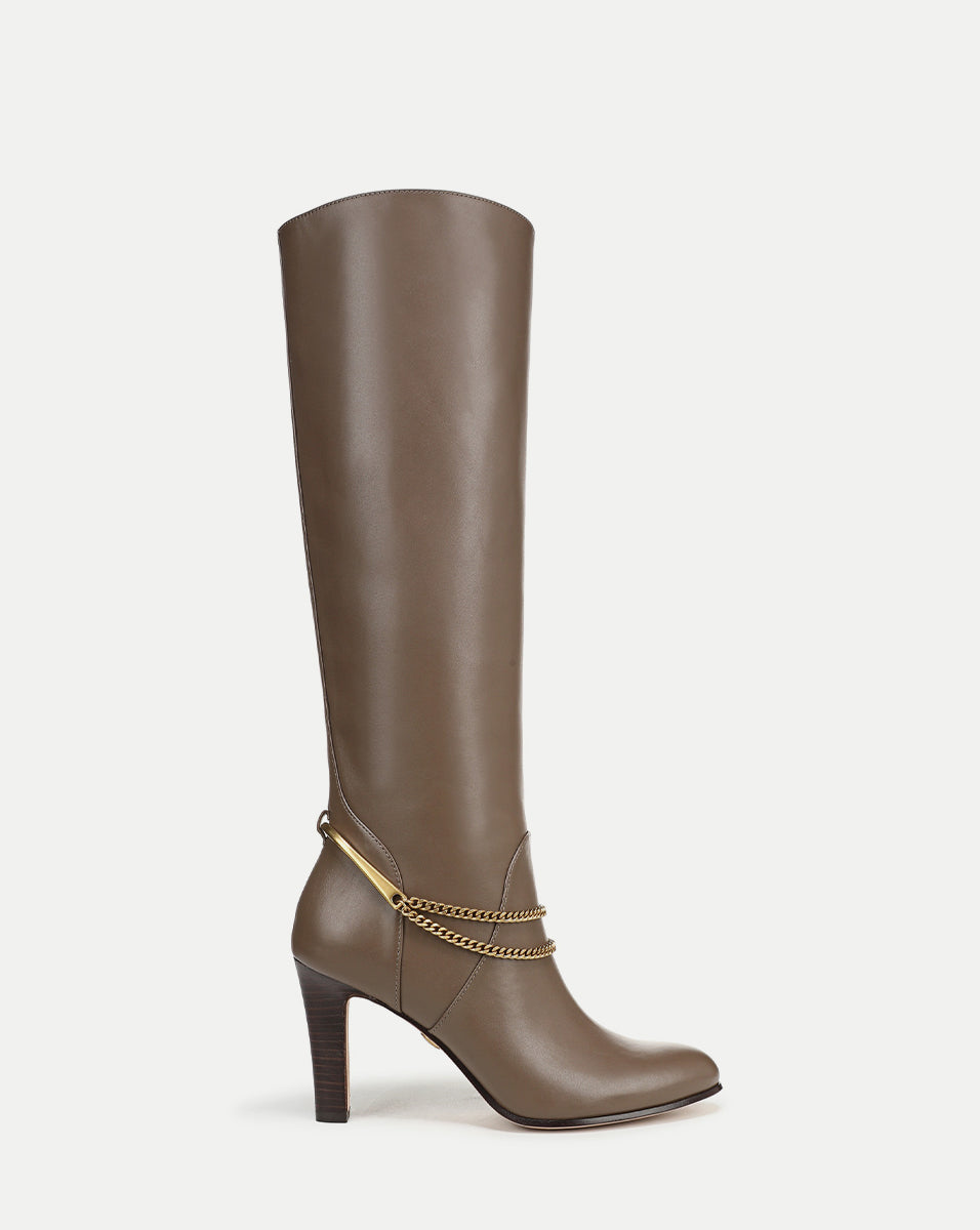 Veronica Beard Tarian Tall Chain Boot - Bark