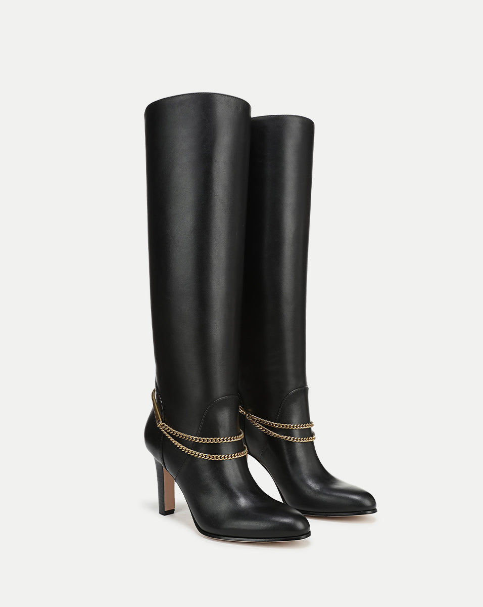 Veronica Beard Tarian Tall Chain Boot - Black