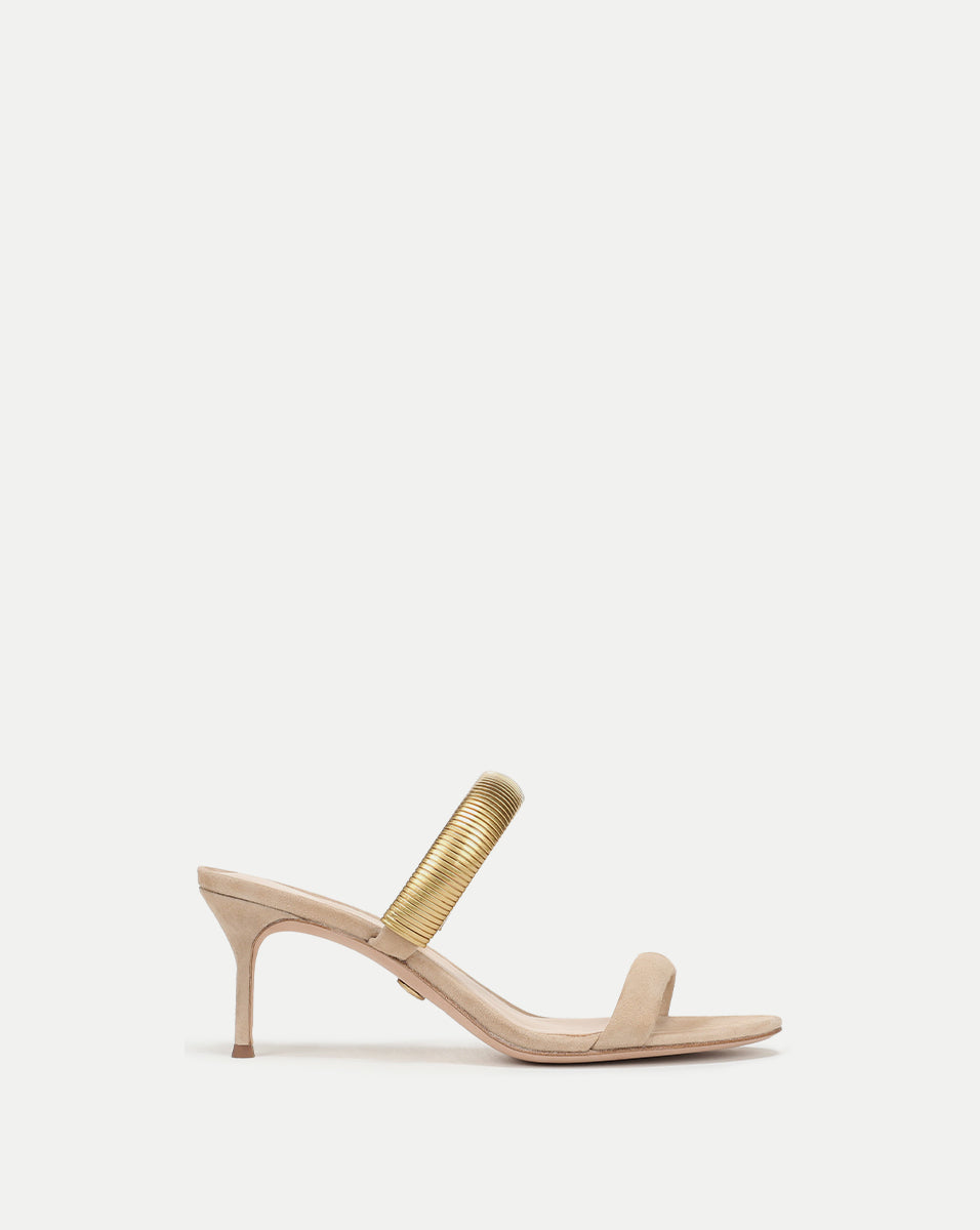 Veronica Beard Tobin Gold Band Sandal - Sand