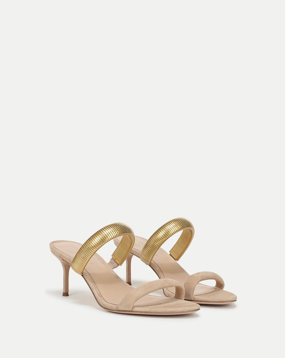 Veronica Beard Tobin Gold Band Sandal - Sand