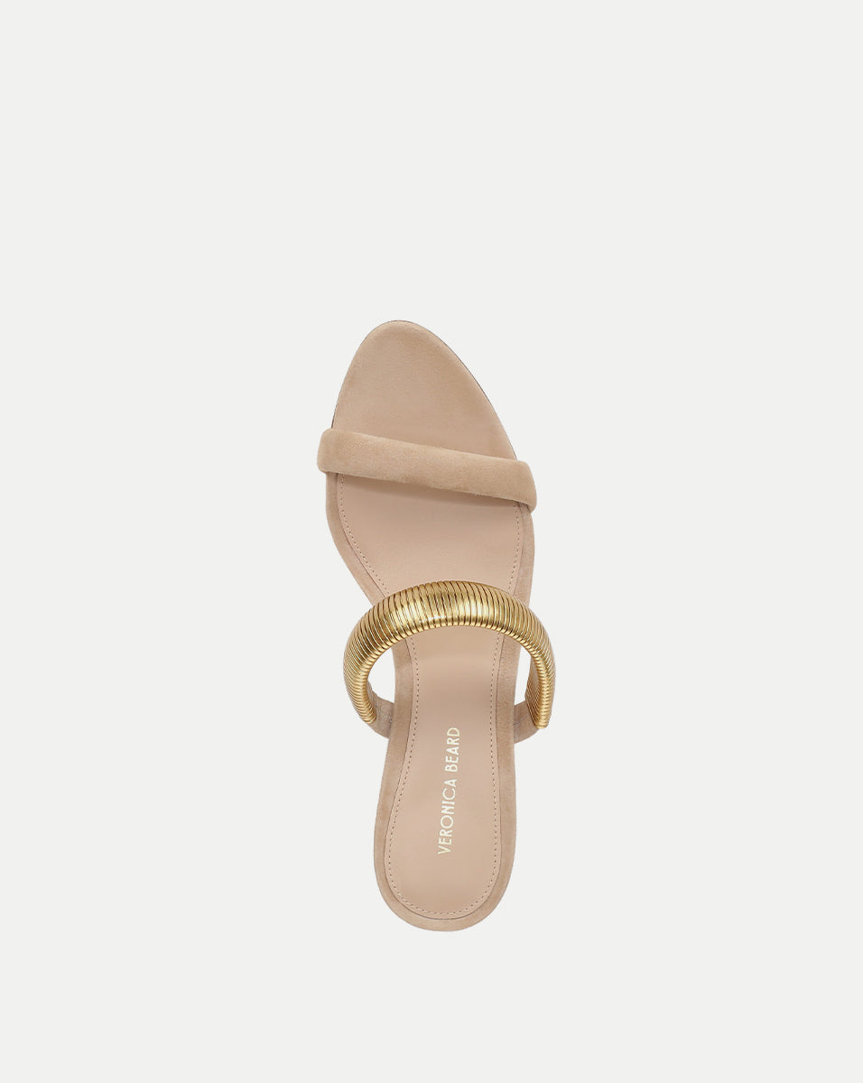 Veronica Beard Tobin Gold Band Sandal - Sand