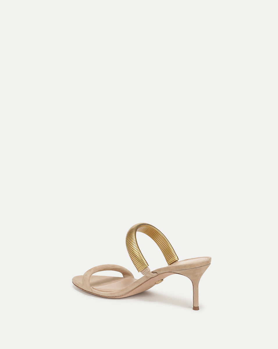 Veronica Beard Tobin Gold Band Sandal - Sand