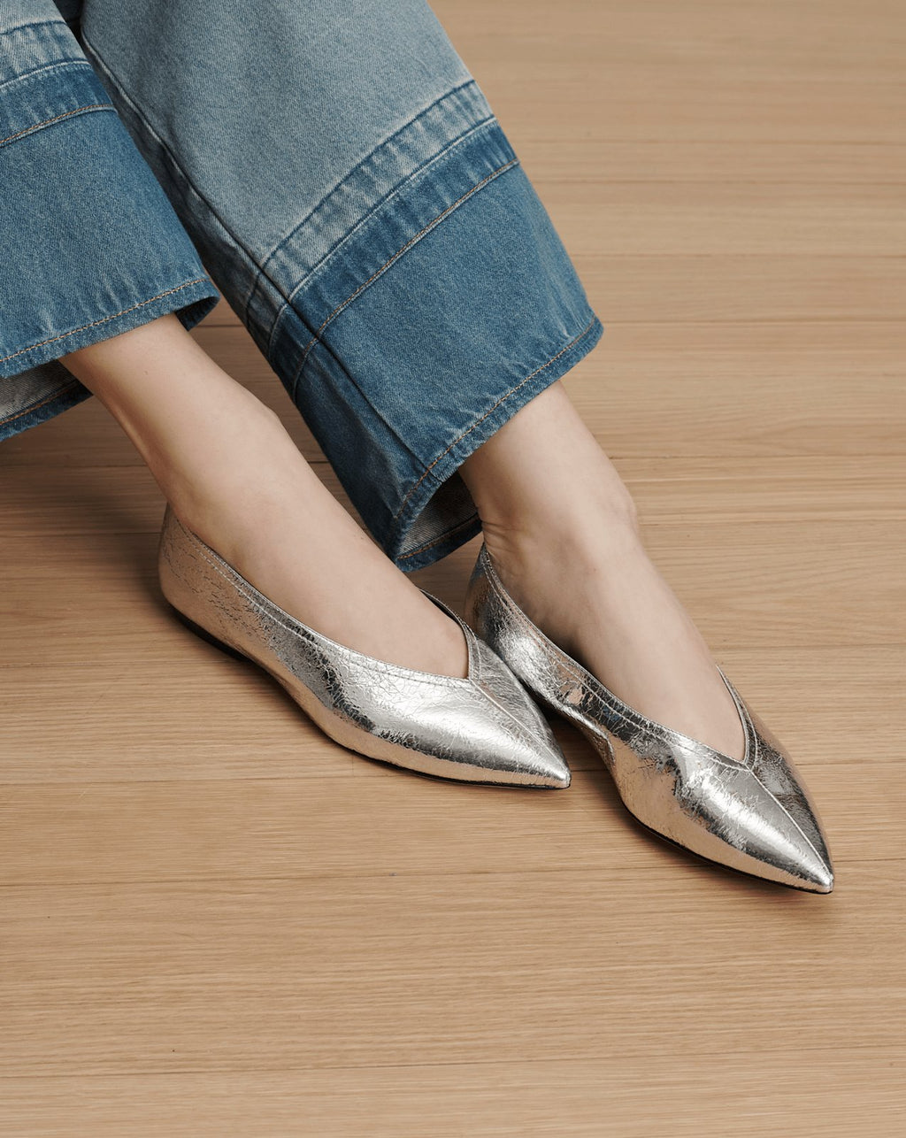 Veronica Beard Bancroft Pointed Toe Flats - Silver Veronica Beard Bancroft Pointed Toe Flats - Silver