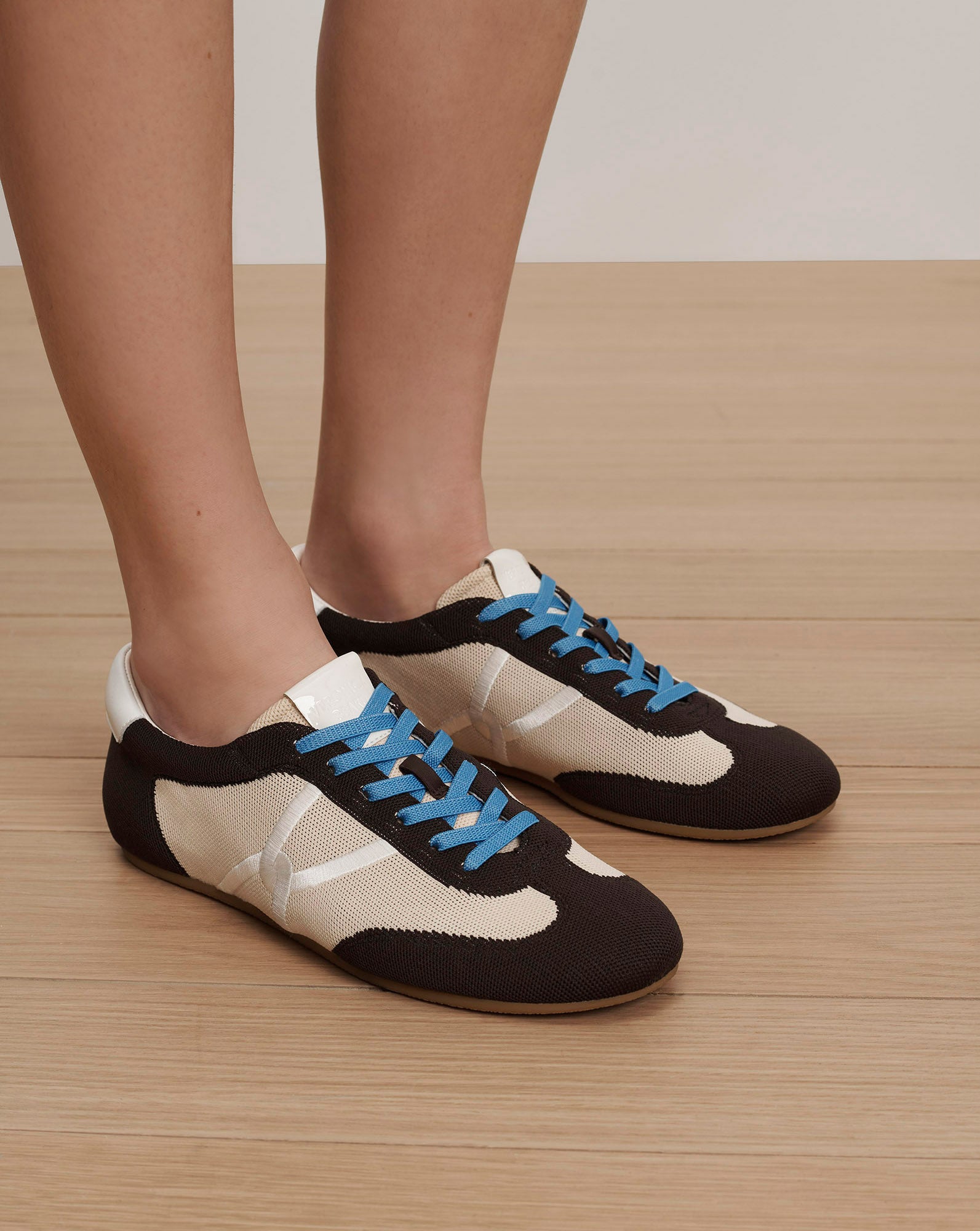 Riviera Knit Sneaker in Espresso Brown/Ecru | Veronica Beard