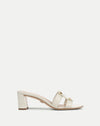 Veronica Beard Via Croc-Embossed Mid-Heel Sandal - Ecru