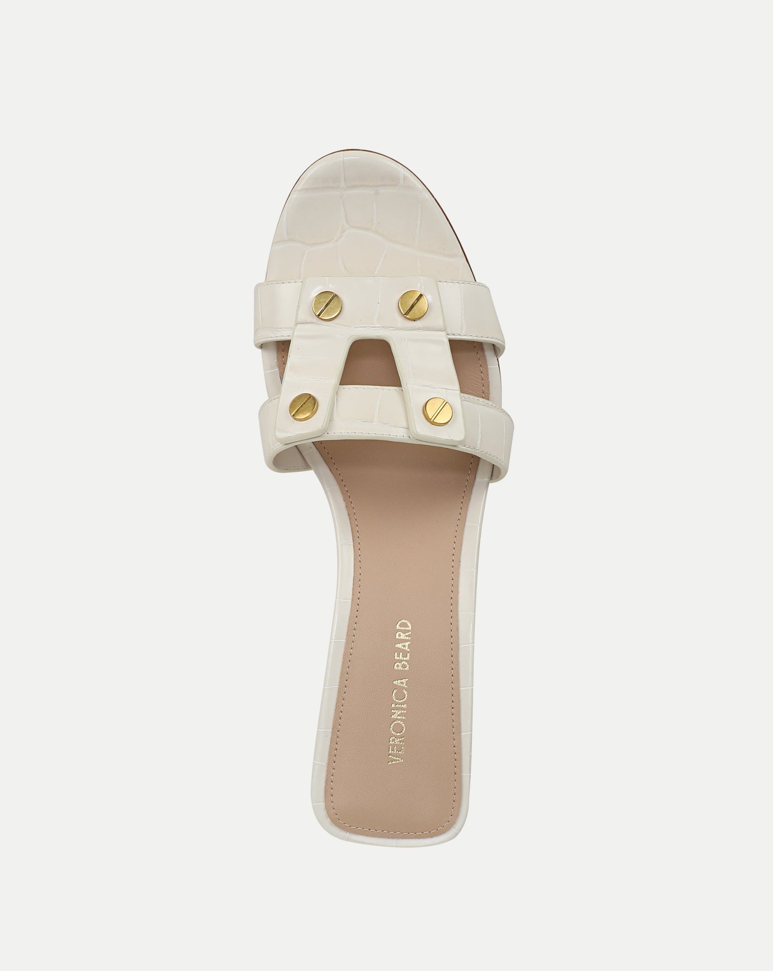 Via Croc-Embossed Heeled Sandal in Ecru | Veronica Beard