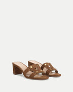 Veronica Beard Via Suede Mid-Heel Sandal - Chestnut