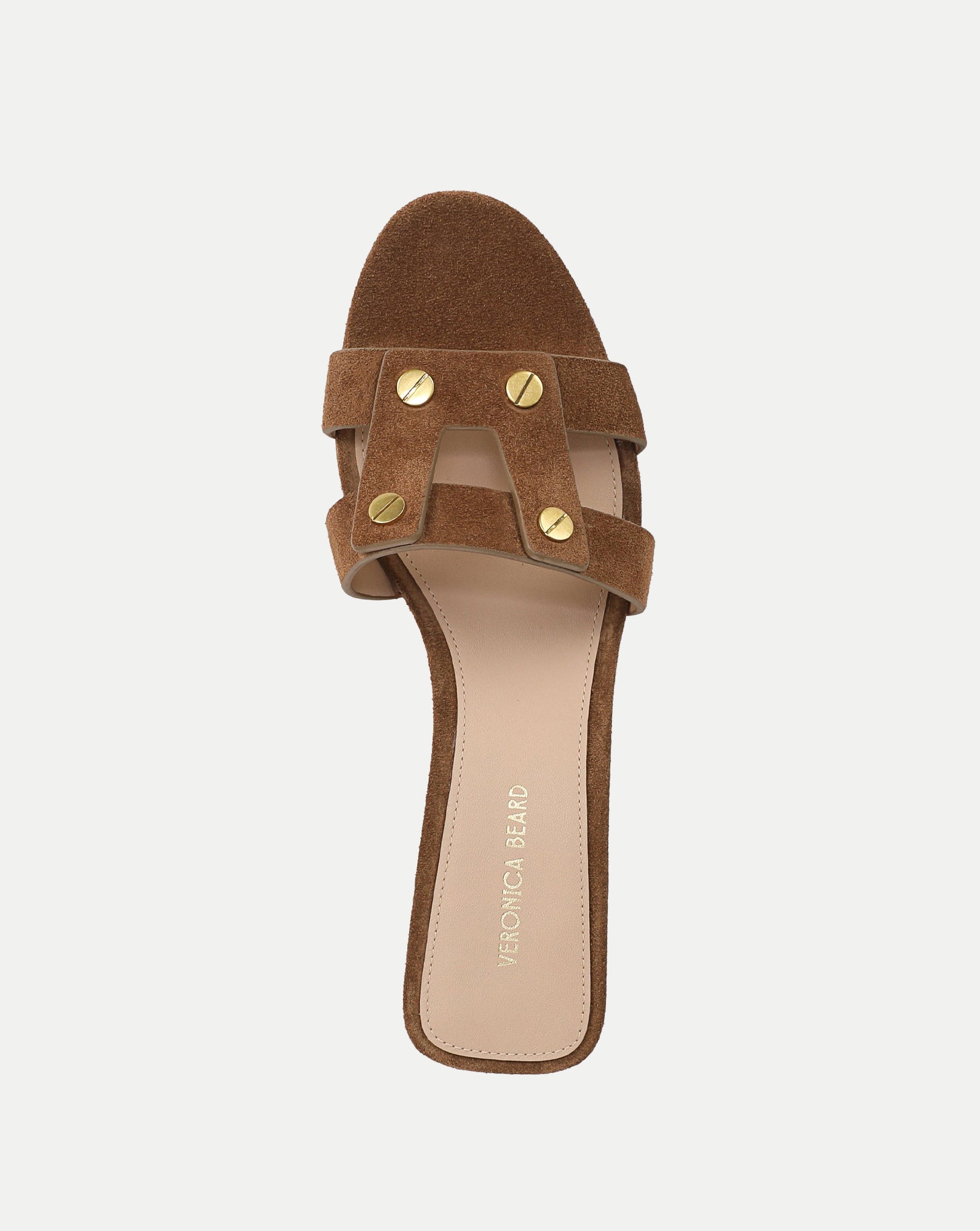Via Suede Heeled Sandal in Brown Chestnut | Veronica Beard