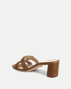 Veronica Beard Via Suede Mid-Heel Sandal - Chestnut