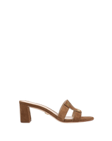 Veronica Beard Via Suede Mid-Heel Sandal - Chestnut