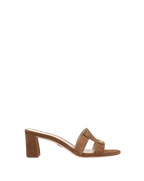 Veronica Beard Via Suede Mid-Heel Sandal - Chestnut