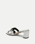 Veronica Beard Via Silver Mid-Heel Sandal - Silver