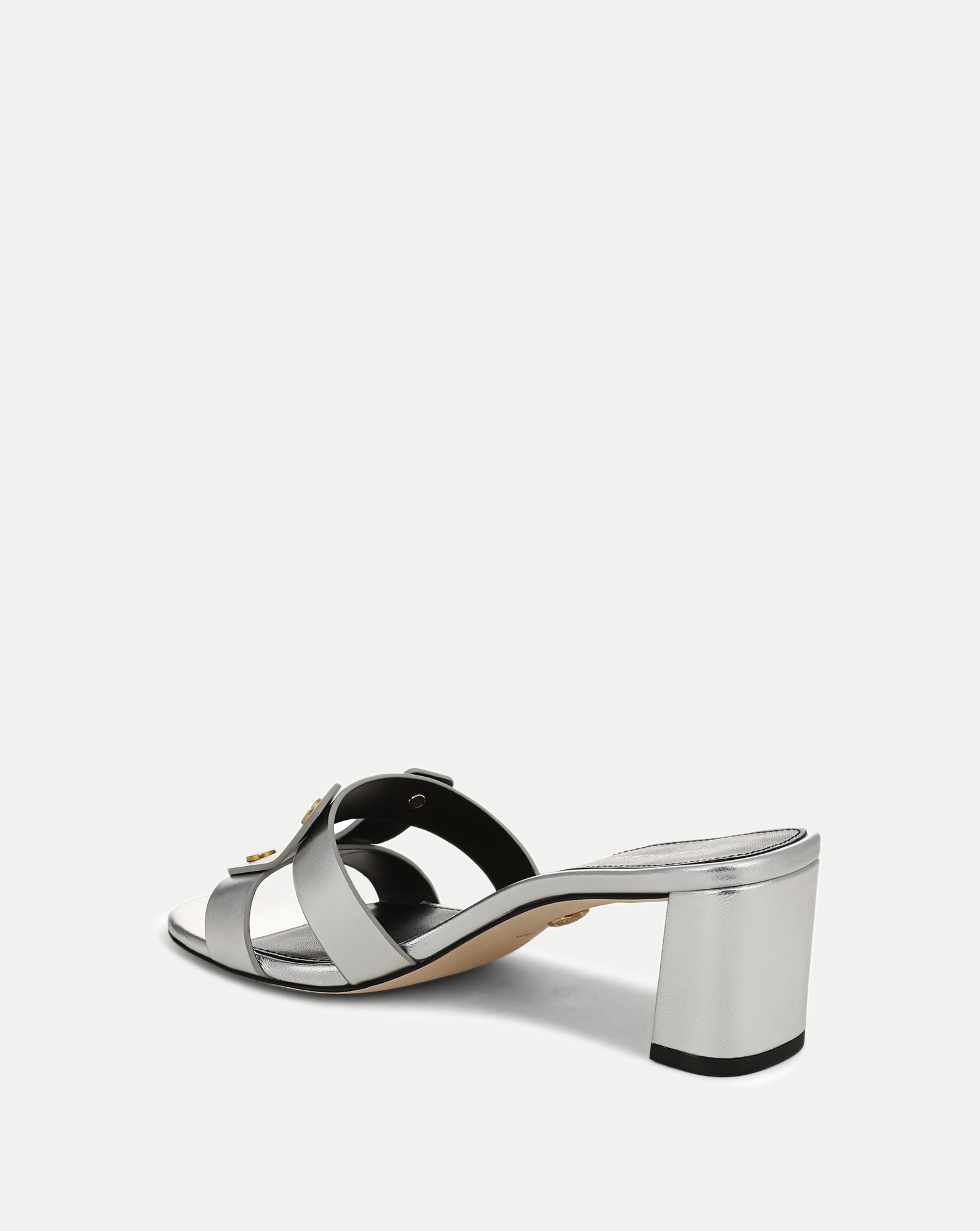 Veronica Beard Via Silver Mid-Heel Sandal - Silver