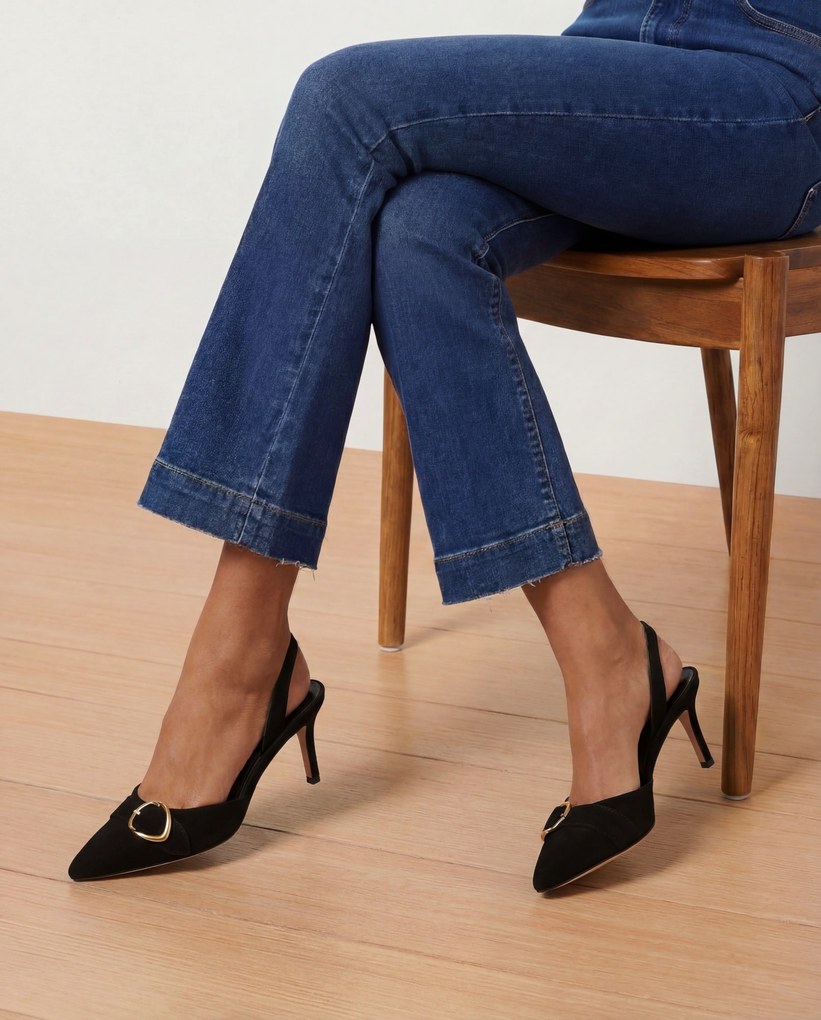 Loralyn Slingback Buckle Heel in Black | Veronica Beard