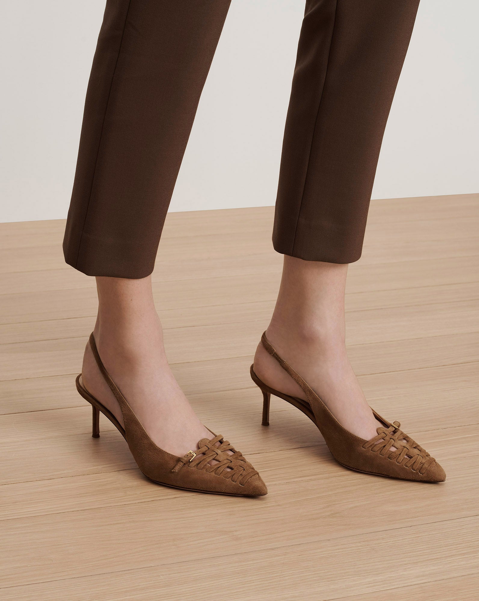 Rashida Woven Slingback Heel in Chestnut | Veronica Beard Rashida Woven Slingback Heel in Chestnut | Veronica Beard