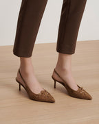 Veronica Beard Rashida Woven Slingback Heel - Chestnut