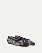 Veronica Beard Bancroft Woven Leather Flat - Blue Multi