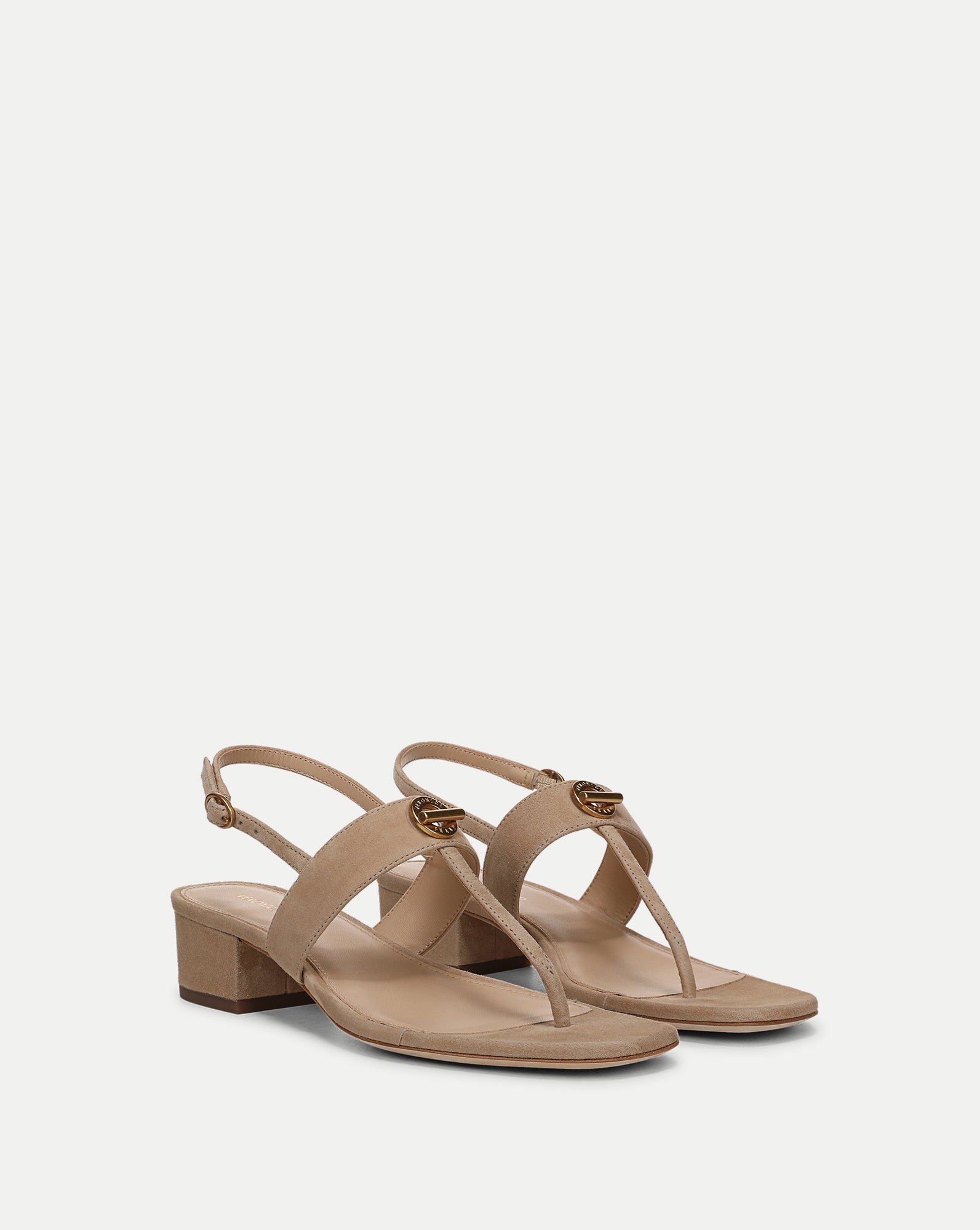 Andie Toggle Block-Heel Sandal in Sand | Veronica Beard