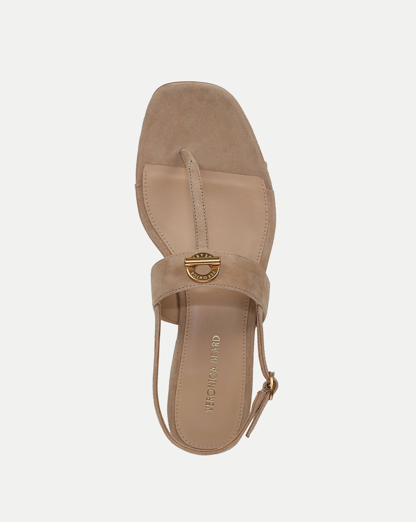Andie Toggle Block-Heel Sandal in Sand | Veronica Beard