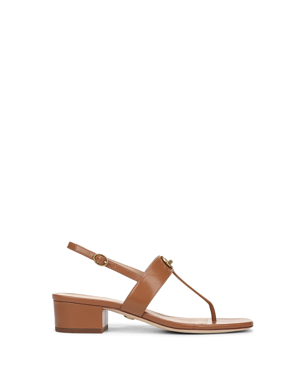 Andie Toggle Block-Heel Sandal in Tan Leather Hazelwood | Veronica