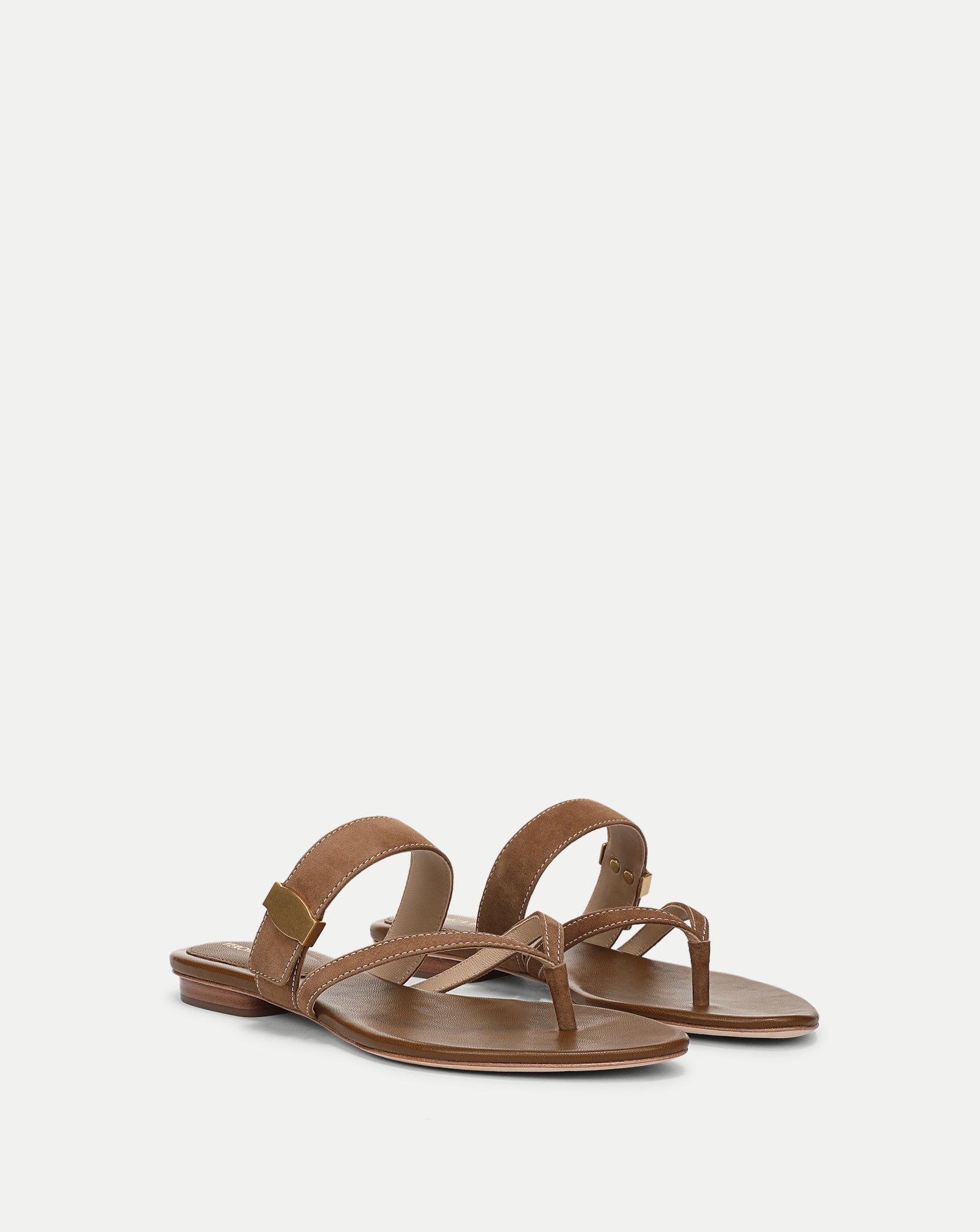 Salva Dash Flat Sandal in Light Brown Chestnut | Veronica Beard