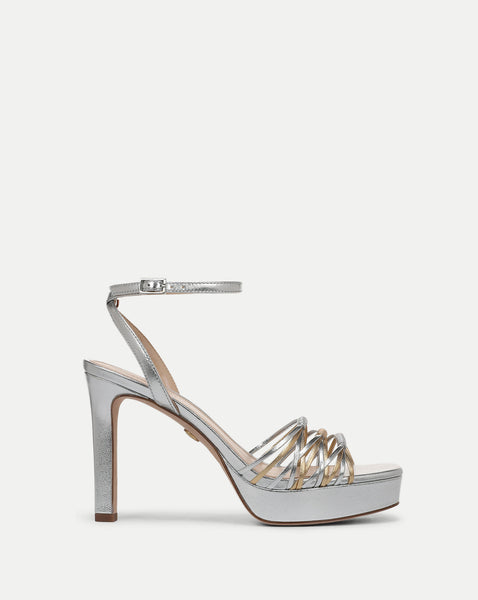 Beverlee Platform Sandal in Silver/Pale Gold | Veronica Beard