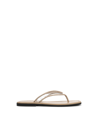 Veronica Beard Beige flat thong sandals with clear PVC straps.