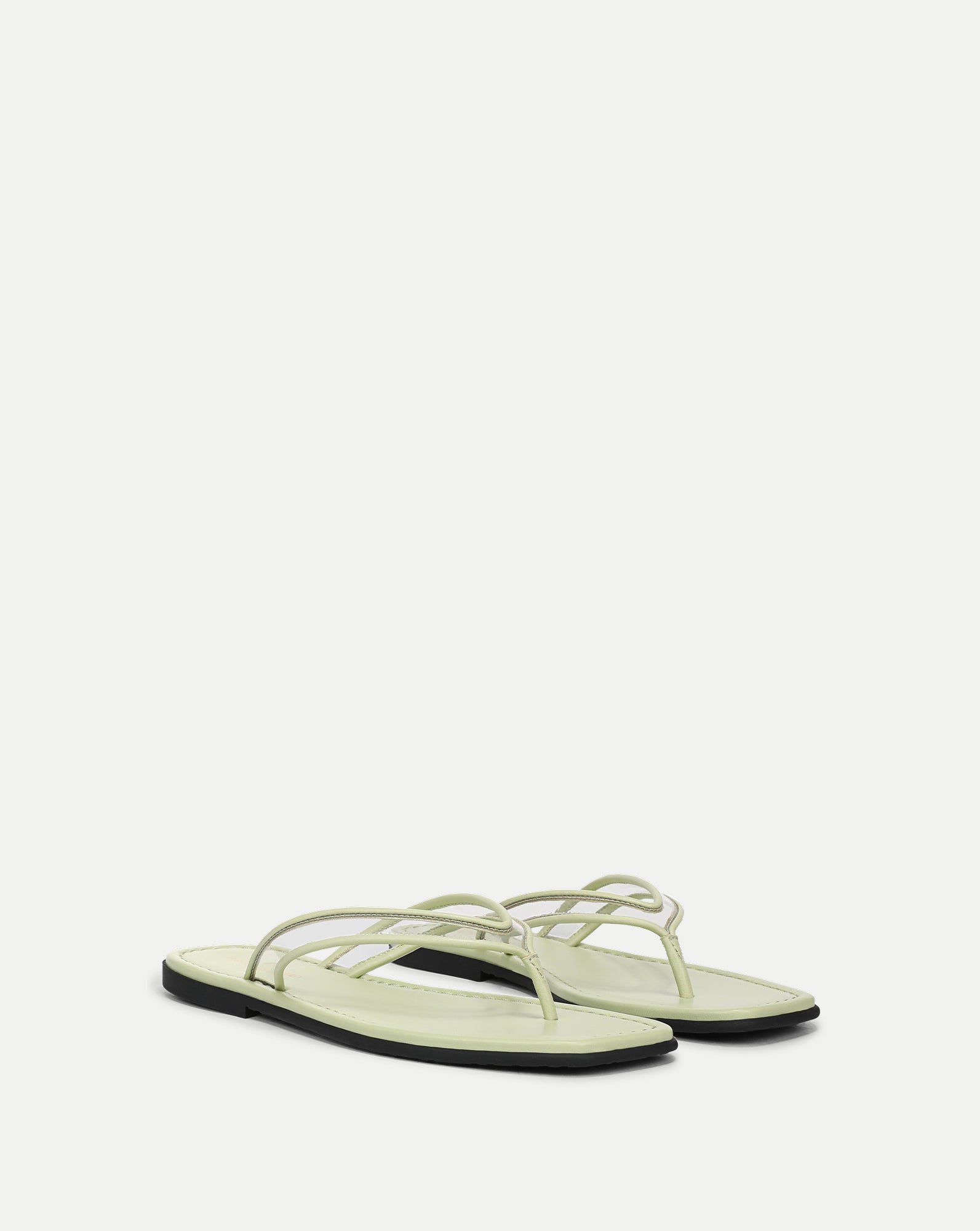 Clea Jelly Flip-Flop Sandal in Clear & Light Green Pistachio