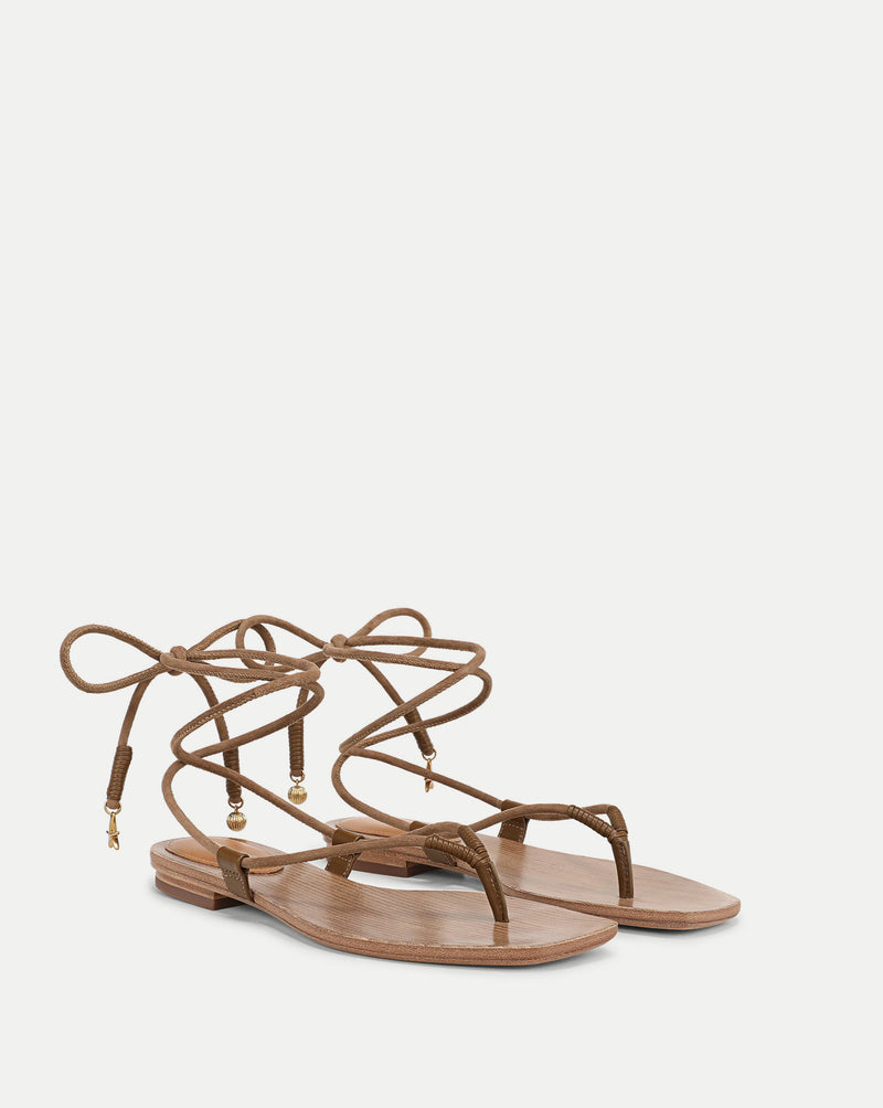 Veronica Beard Rosetta Wrap Sandal - Chestnut