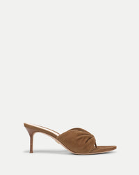 Veronica Beard Tullia Suede Mid-Heel Sandal - Chestnut