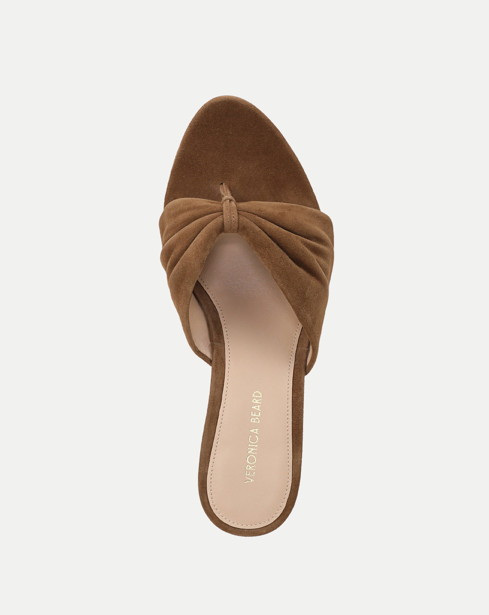 Tullia Suede Mid-Heel Sandal in Brown Chestnut | Veronica Beard