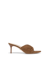 Veronica Beard Tullia Suede Mid-Heel Sandal - Chestnut