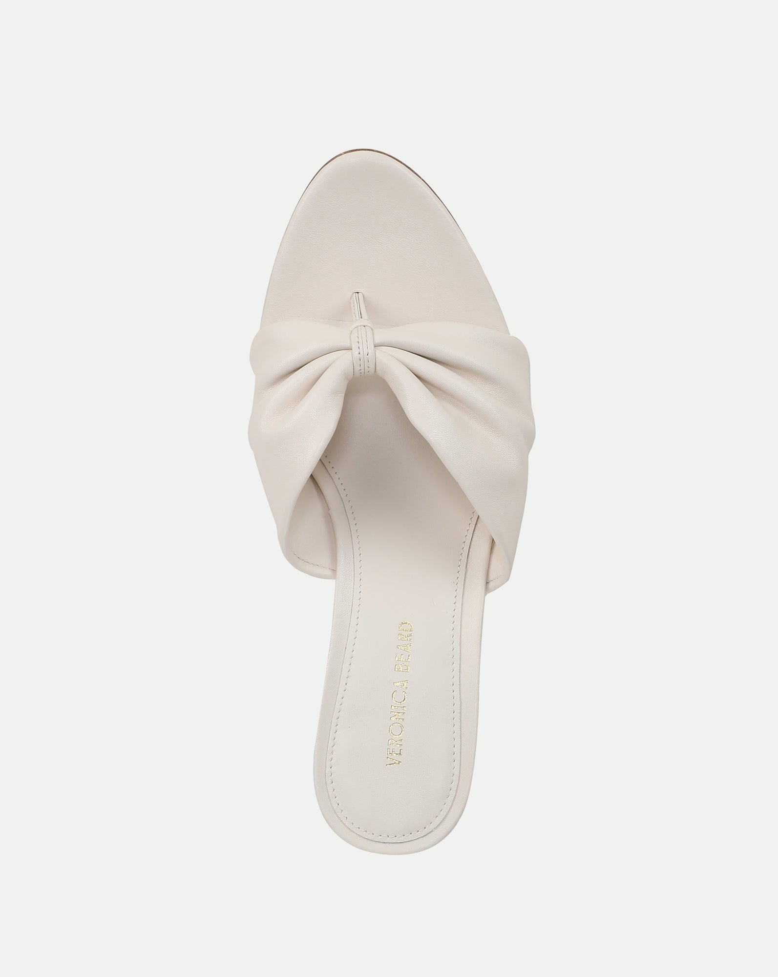 Veronica Beard Tullia Leather Mid-Heel Sandal - Ecru