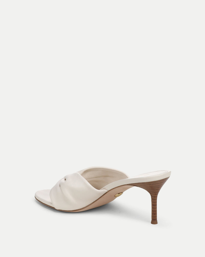Veronica Beard Tullia Leather Mid-Heel Sandal - Ecru