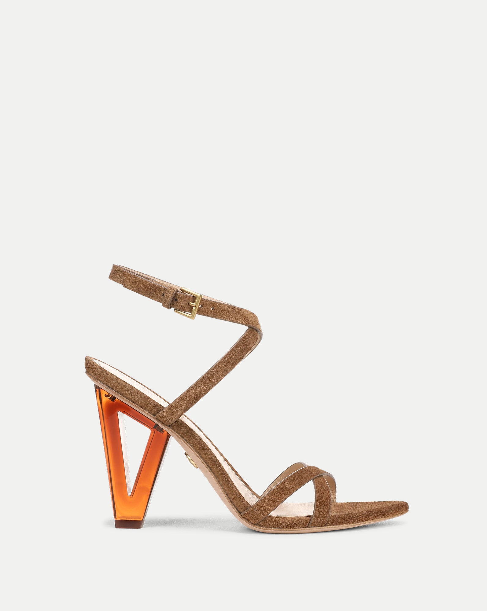 Lanaya Suede Ankle-Wrap Sandal in Chestnut | Veronica Beard
