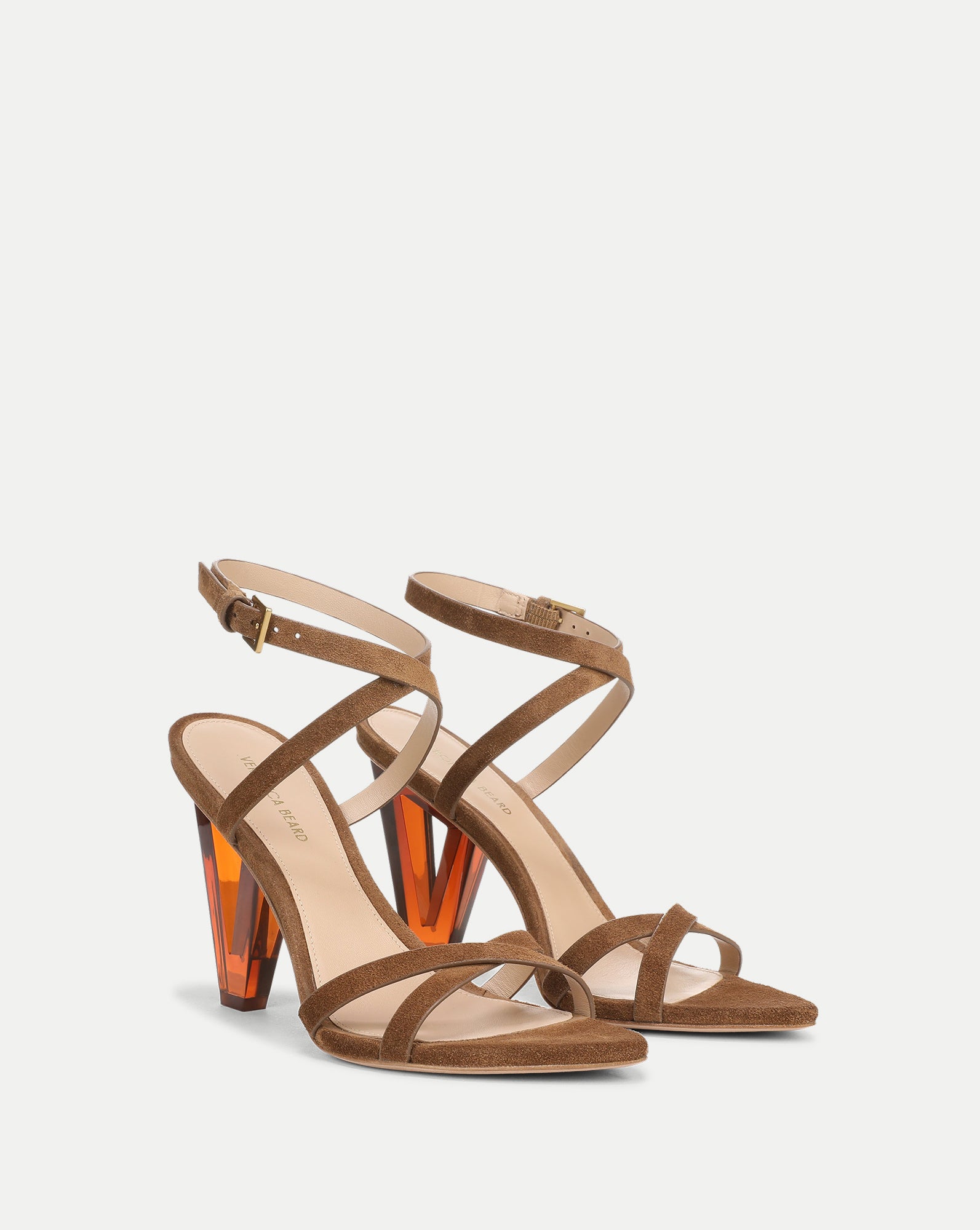 Lanaya Suede Ankle-Wrap Sandal in Chestnut | Veronica Beard