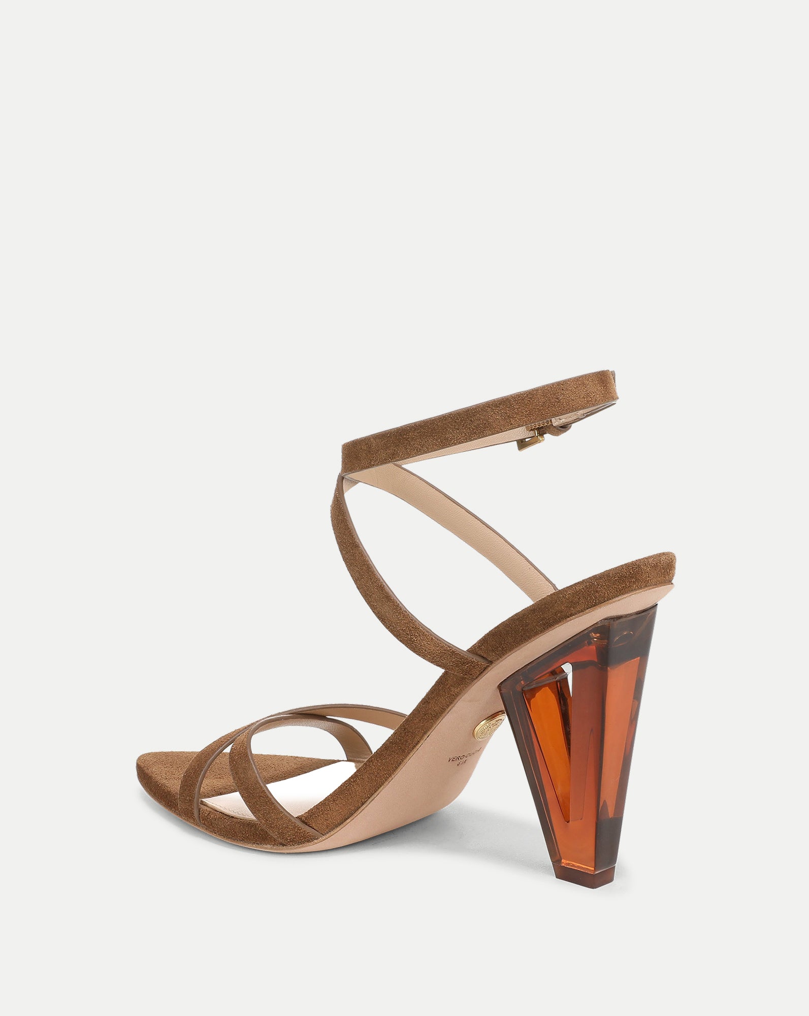 Lanaya Suede Ankle-Wrap Sandal in Chestnut | Veronica Beard