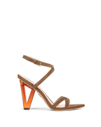 Veronica Beard Lanaya Suede Ankle-Wrap Sandal - Chestnut