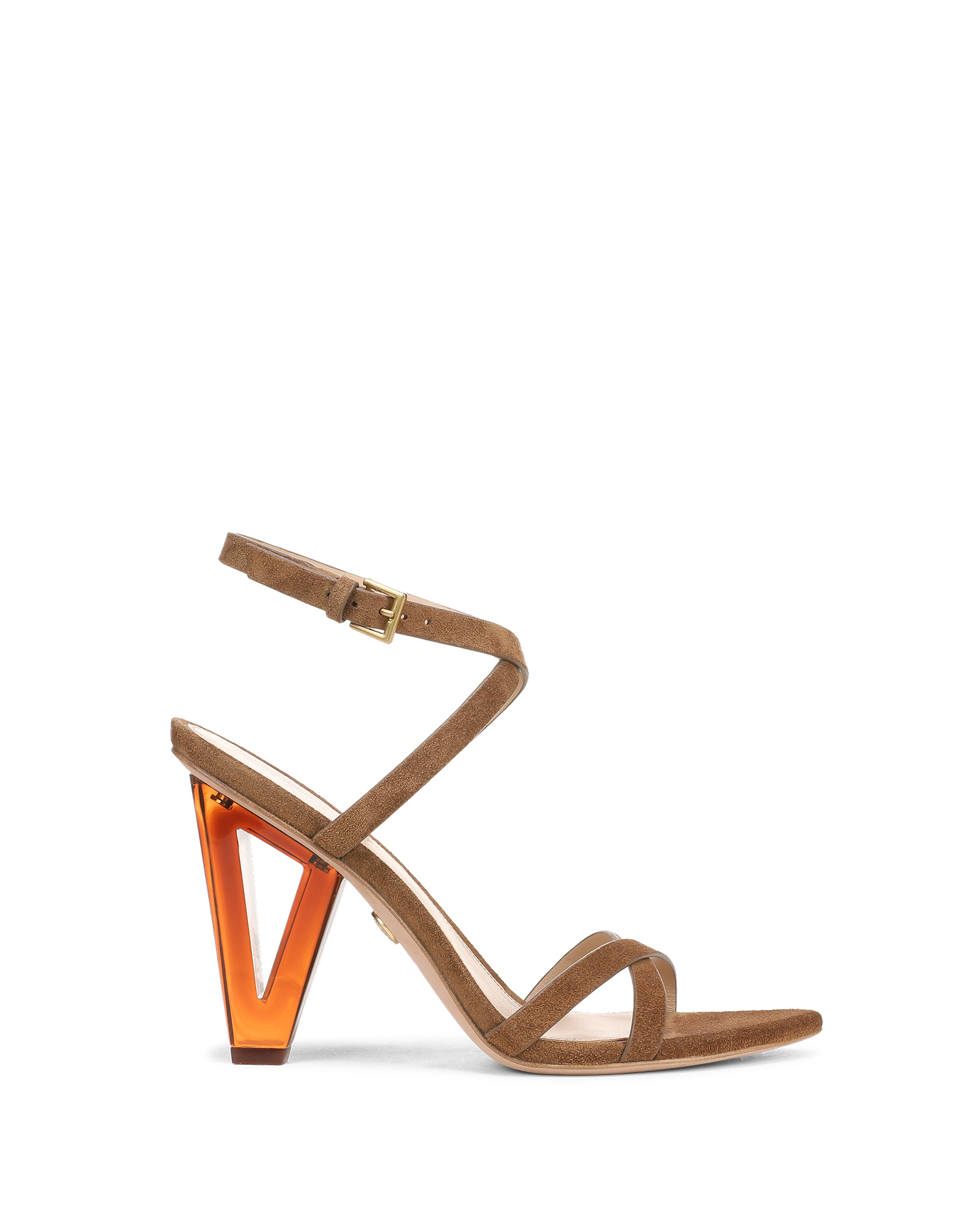 Veronica Beard Lanaya Suede Ankle-Wrap Sandal - Chestnut