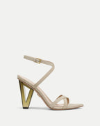 Veronica Beard Lanaya Suede Ankle-Wrap Sandal - Stone Khaki