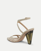 Veronica Beard Lanaya Suede Ankle-Wrap Sandal - Stone Khaki