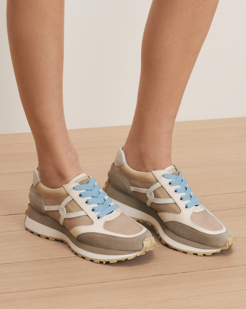 Veronica Beard Valentina Ripstop Sneaker - Sand/Silver