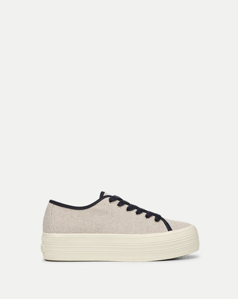 Truett Platform Sneaker in Sand & Navy | Veronica Beard