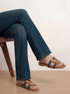 Veronica Beard Via Slide Sandal - Honey/Navy