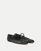Veronica Beard Ellie Raffia Flat - Black