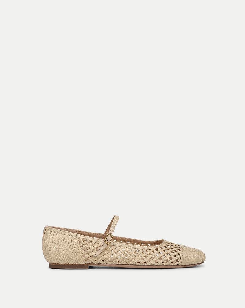Veronica Beard Ellie Raffia Flat - Natural