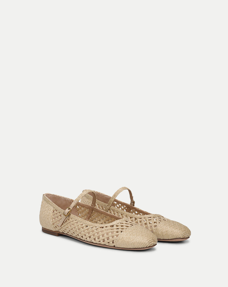 Veronica Beard Ellie Raffia Flat - Natural
